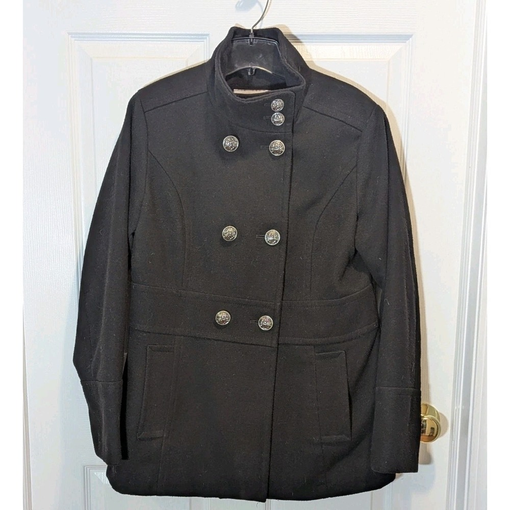 Dark Academia Military Peacoat Black Liz Claiborne Quiet Luxury Capsule M